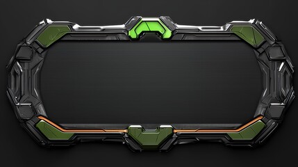 Futuristic Green and Black Tech Frame, Abstract Sci-Fi Interface Design