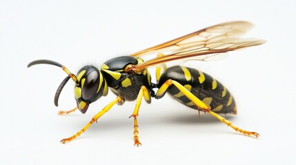 close-up of a wasp against white background