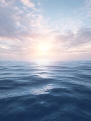 Serene Ocean Sunset: Calmly Glowing Digital Painting in a Dreamlike Style. AI Generated