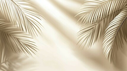 Obraz premium Serene Palm Fronds: Beige Minimalist Tropical Artwork