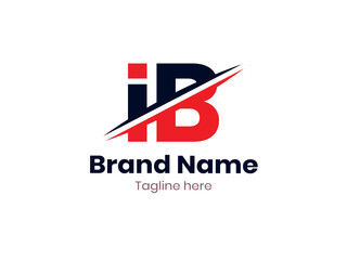 Vector IB logo design divided by line. IB logo template with red and black color. BI logo, BI letter