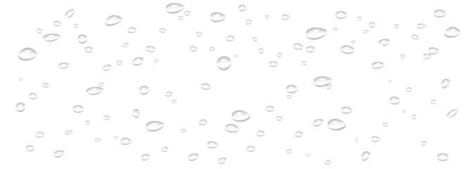 Water Drops Border: Realistic Shower or Rain Droplets Isolated on Transparent Background. Clear Vapor Bubbles and Condensed Texture for Bathroom and Window Glass Designs