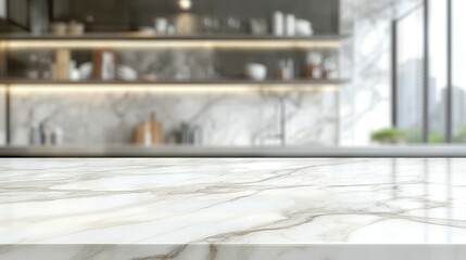 Elegant Marble Countertop: Modern Kitchen Backdrop