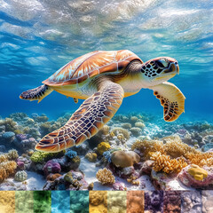 Fototapeta premium sea turtle swimming