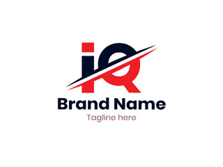 Vector IQ logo design divided by line. IQ logo template with red and black color. QI logo, QI letter