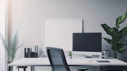Modern Corporate Branding Mockup with Blank White Frame and Desk