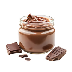 Delicious Chocolate Spread in a Glass Jar with Chocolate Pieces A Sweet Treat Indulgence Creamy Chocolate Goodness