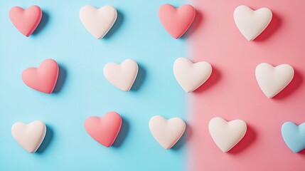 Fototapeta premium Vibrant Asymmetrical Abstract Pattern of Hearts on Colorful Background