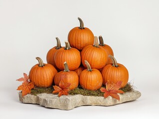 Obraz premium pile of orange pumpkins on a stone surface