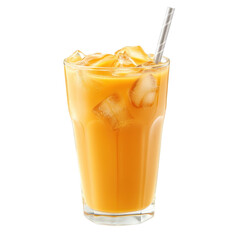 Refreshing Iced Orange Juice in a Glass with Straw A Summer Beverage Photography
