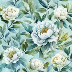 Pastel Green Watercolor Floral Pattern with Peony Flowers
Elegant Watercolor Style Peony Blossoms on Soft Green Background
Nature-Inspired Pastel Green Floral Design with Watercolor Texture