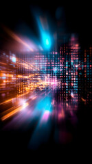 Futuristic city lights streak across the screen, showcasing digital data flow, perfect for tech or innovation backgrounds