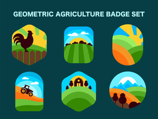 Geometric Agriculture Emblem Set. Organic Logo Designs in a abstract style