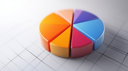 Obraz premium A close-up of a D pie chart on a white background, featuring vibrant colors and detailed labels, highlighting the importance of data segmentation in a professional setting.