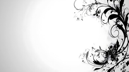 Abstract Black And White Floral Design Background