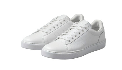Minimalist White Sneakers with Subtle Stitching Details Transparent Background