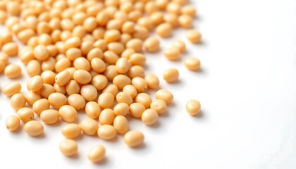 Soybeans: Close-up of Organic Soybeans on White Background