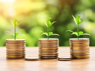 Financial saving coins stack