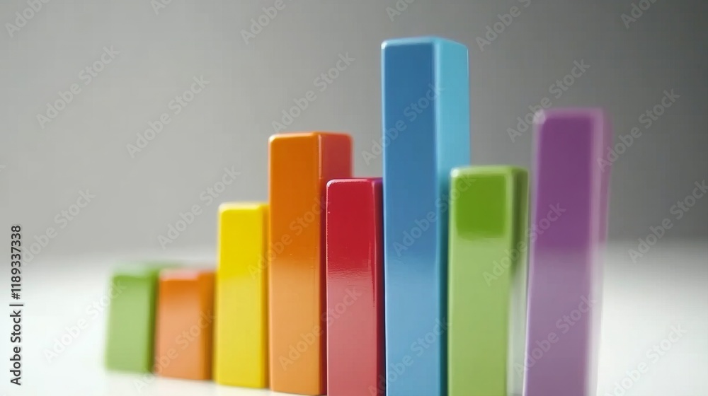 Aufkleber a detailed close-up of a business bar graph with glossy bars, showcasing performance metrics, agains