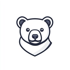 Polar bear head illustration, Arctic, white background, mascot design