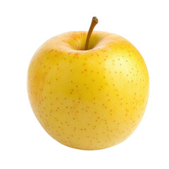 A Closeup Shot of a Golden Delicious Apple, a Vibrant Yellow Fruit with a Smooth Skin and a Shiny Texture, Isolated on a Black Background