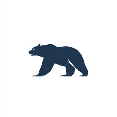 Fototapeta premium Walking bear silhouette, white background, logo design