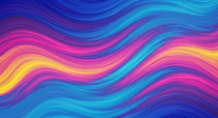 Vibrant Wave Abstract: A mesmerizing abstract background featuring dynamic, flowing waves of vibrant pink, blue, and yellow hues. Perfect for adding a touch of energy and movement to any design.