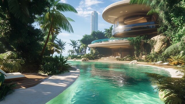 pool in a luxury modern resort