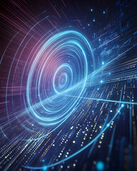 Obraz premium Futuristic digital data streams swirl; abstract technology background; perfect for tech websites, presentations