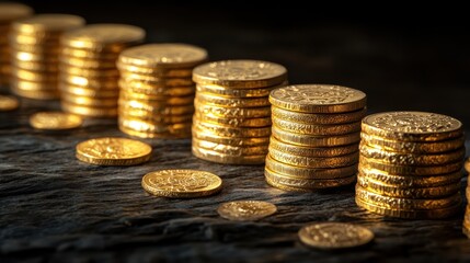Stacks of Gold Coins: Wealth, Prosperity, and Financial Success