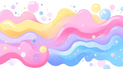 Pastel Waves with Floating Bubbles Abstract Design