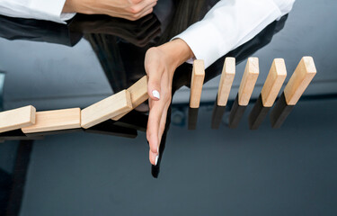 Midsection Of Businesswoman Holding Toy Block