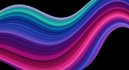 Abstract Wave of Color: A mesmerizing abstract wave of color with a vibrant spectrum of hues flowing smoothly against a black backdrop,  creating an dynamic, energetic, and contemporary aesthetic.  
