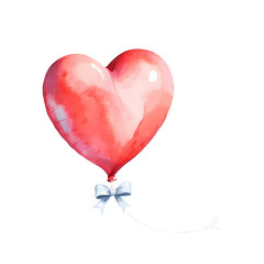 Heartfelt Balloon: A vibrant red heart-shaped balloon adorned with a delicate white bow, floats effortlessly, symbolizing love, affection, and celebration.