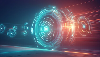 Obraz premium Futuristic energy interface, data streams, digital speed, technological innovation, background dark, for tech websites