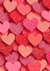Fototapeta premium vibrant pattern of glittery pink and red hearts creates cheerful and romantic design