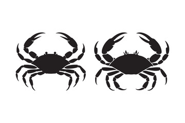 Black Silhouette Crab Vector Illustration for Marine Designs