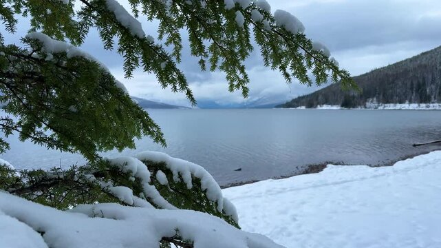 Peaceful Winter Lake McDonald Glacier Montana