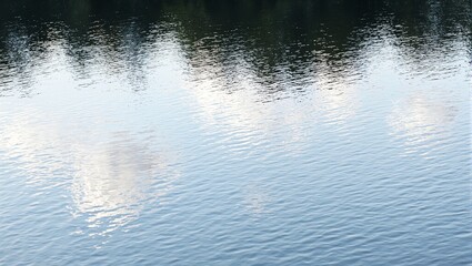 Abstract rippled water surface with sky and tree reflections creating a tranquil texture