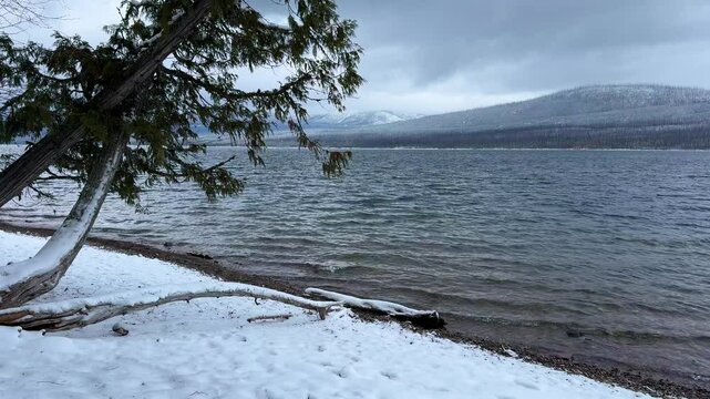 Lake McDonald Icy Waters Winter Montana