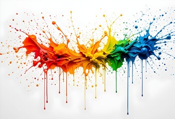 Fototapeta premium Abstract rainbow paint explosion, colorful art splash