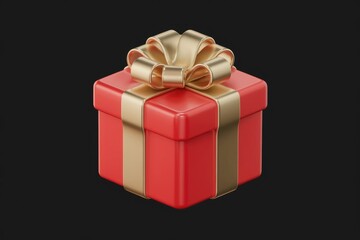 Obraz premium A red gift box with a gold ribbon, symbolizing celebration and presents.