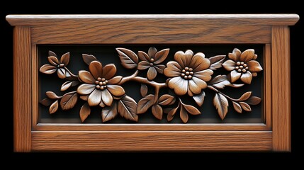 Intricate Wooden Panel Carving Featuring Floral Design