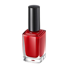 Obraz premium red nail polish in glass bottle isolated on a white background.png