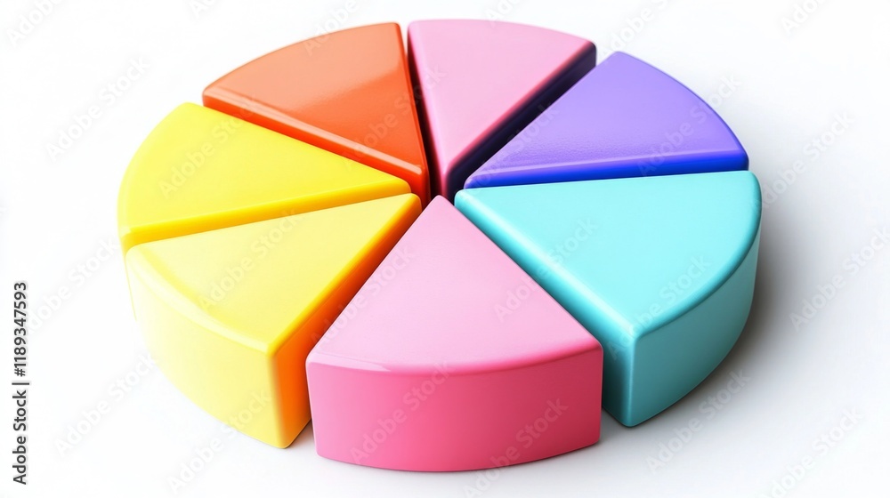 Poster A top-down view of a D pie chart, emphasizing the varying sizes of segments representing sales data, set against a smooth white background for clarity.