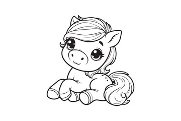 Cute baby horse outline 