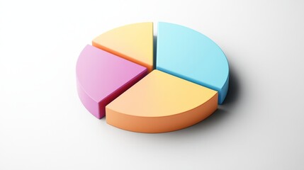 Obraz premium A top-down view of a D pie chart, emphasizing the varying sizes of segments representing sales data, set against a smooth white background for clarity.