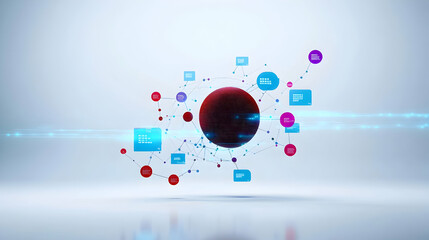 Global network connection, data sphere, digital communication, abstract background, tech illustration for website or presentation