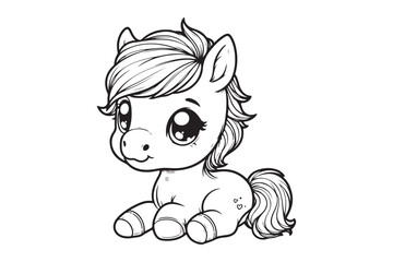 Cute baby horse outline 