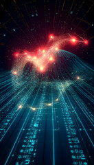 Obraz premium Global network connection, digital data streams, futuristic technology, glowing lines, abstract background, ideal for tech websites or presentations